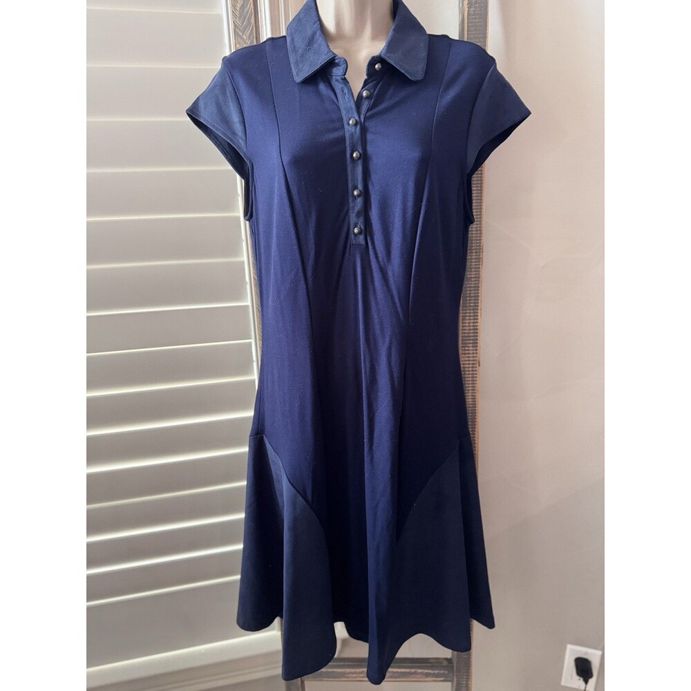 Nanette Lepore Faux Suede Navy Dress Women's size 10 Western Swing